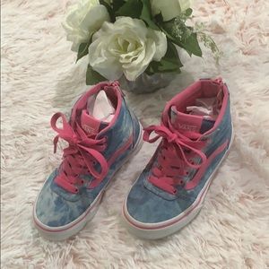 🚨4 for $20🚨Girls Denim and Pink High Top Vans